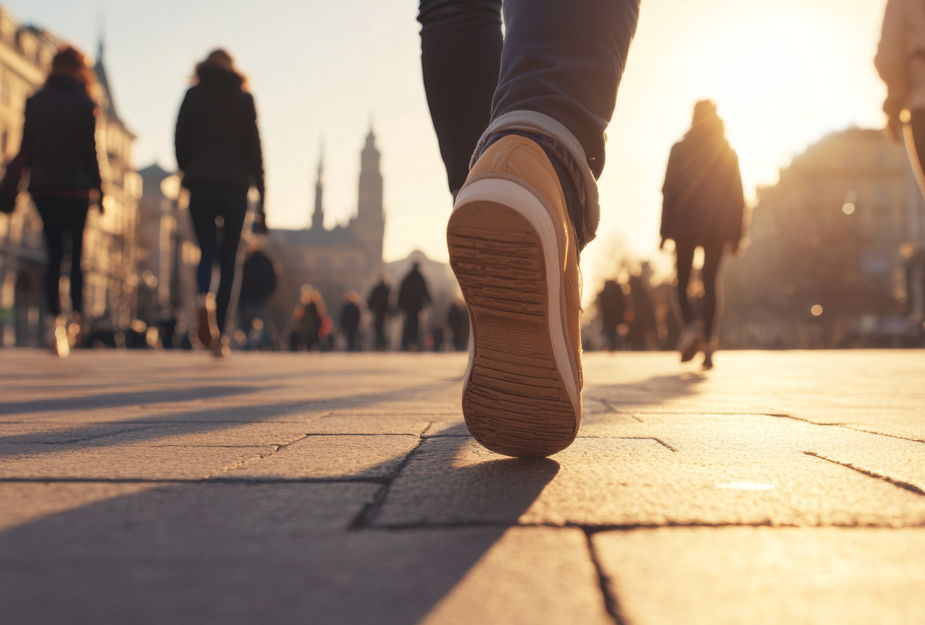 Semelle d'une chausse de personne qui marche